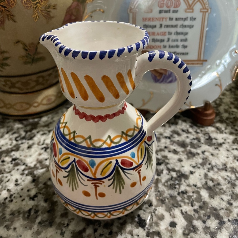 Vintage Ceramic Delacal Puente Delarzobispo Toledo Espania Pitcher Creamer